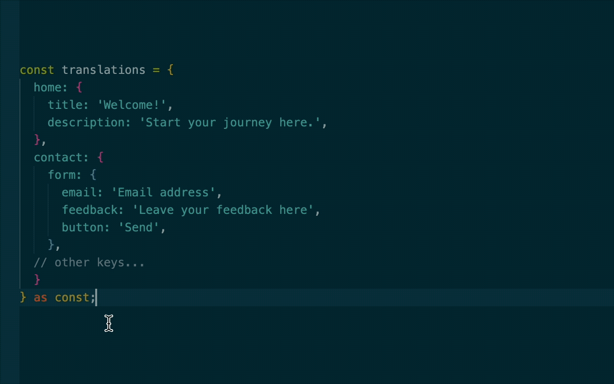 TypeScript transforming a nested object into a readonly literal type using as const